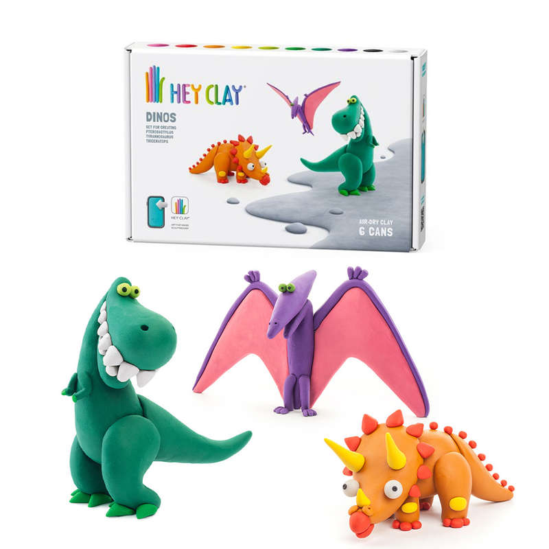 Hey Clay - Modelling Air-Dry Clay with Fun Interactive App - Pterodactylus, Triceratops, Tyrannos...