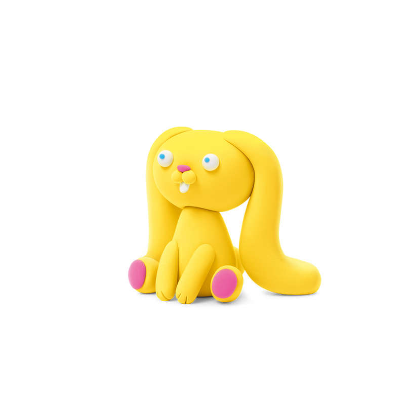 Hey Clay - Modelling Air-Dry Clay with Fun Interactive App - Bunny, series Fluffy Pets, 3 cans