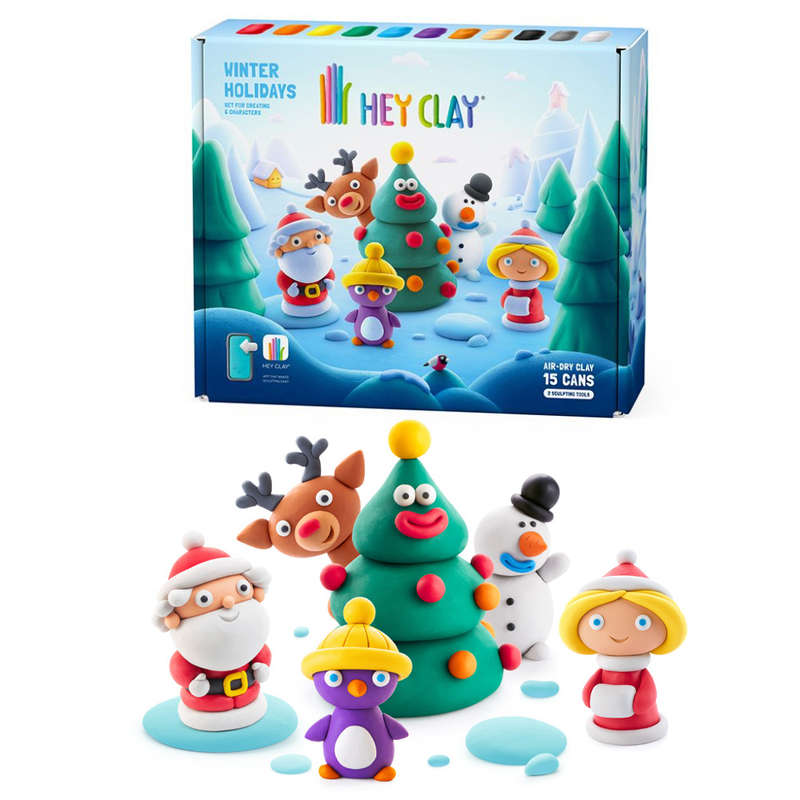 Hey Clay - Modelling Air-Dry Clay with Fun Interactive App - Winter Holidays, 15 cans