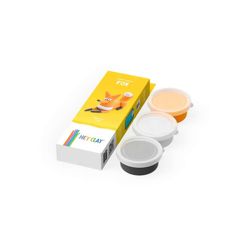 Hey Clay - Modelling Air-Dry Clay with Fun Interactive App - Fox, series Forest Animals, 3 cans