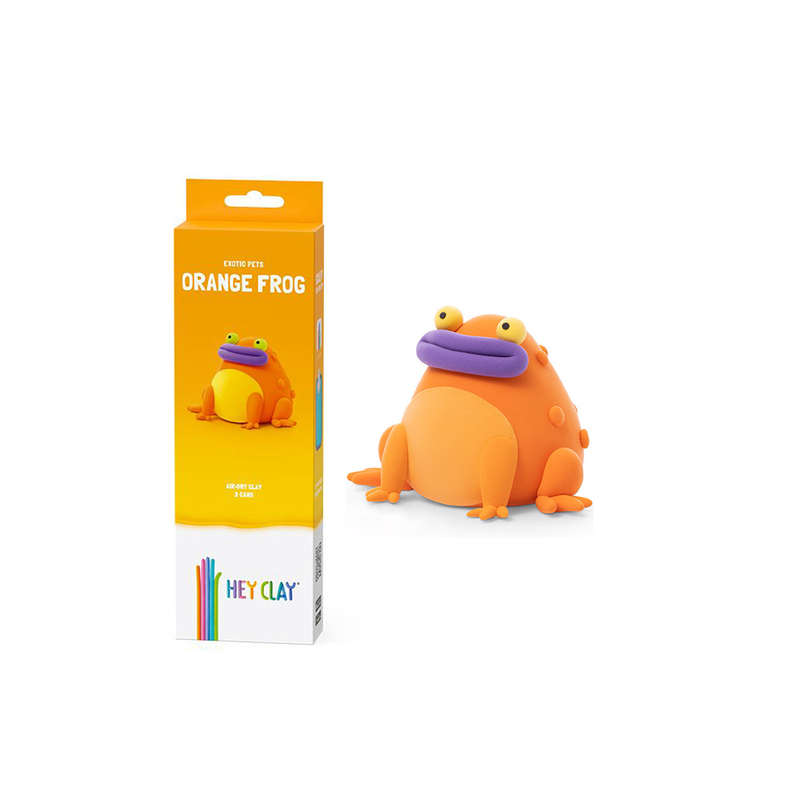 Hey Clay - Modelling Air-Dry Clay with Fun Interactive App - Orange frog, Series Exotic Pets, 3 cans