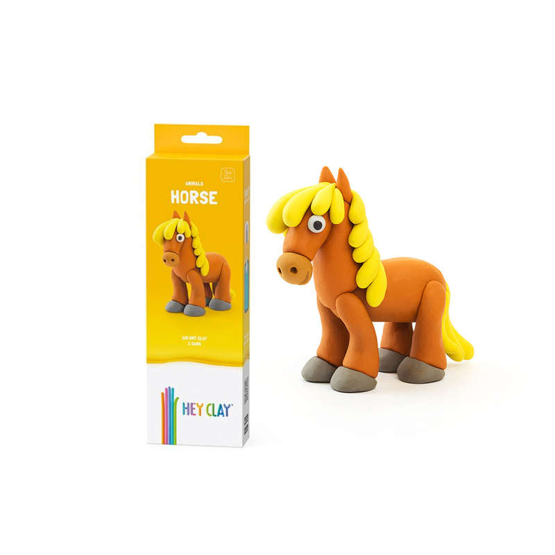 Hey Clay - Modelling Air-Dry Clay with Fun Interactive App - Horse, series Animals, 3 cans