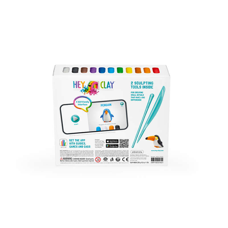 Hey Clay - Modelling Air-Dry Clay with Fun Interactive App - Birds, 15 cans