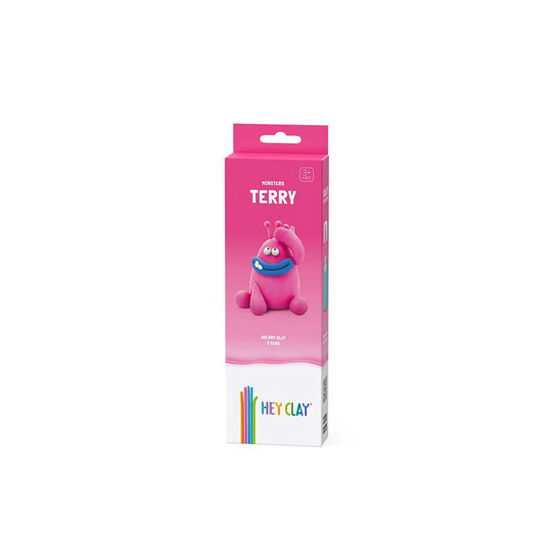 Hey Clay - Modelling Air-Dry Clay with Fun Interactive App - Terry, series Monsters, 3 cans