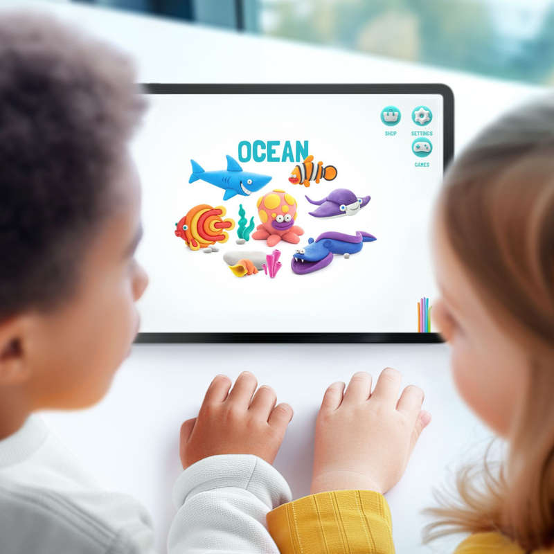 Hey Clay - Modelling Air-Dry Clay with Fun Interactive App - Clownfish, series Ocean, 3 cans