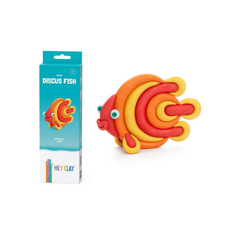 Hey Clay - Modelling Air-Dry Clay with Fun Interactive App - Discus Fish, series Ocean, 3 cans
