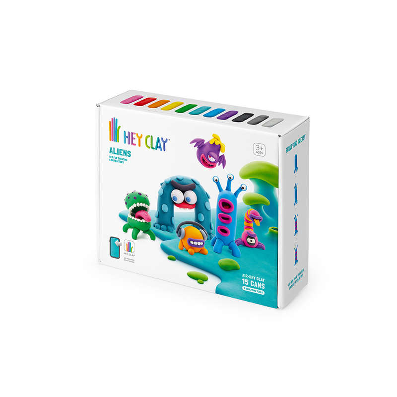Hey Clay - Modelling Air-Dry Clay with Fun Interactive App - Aliens, 15 cans