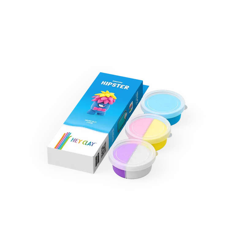 Hey Clay - Modelling Air-Dry Clay with Fun Interactive App - Hipster, series Monsters, 3 cans