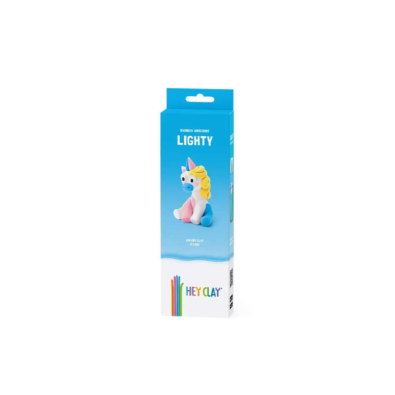 Hey Clay - Modelling Air-Dry Clay with Fun Interactive App - Lighty, Series Rainbow Unicorns, 3 cans
