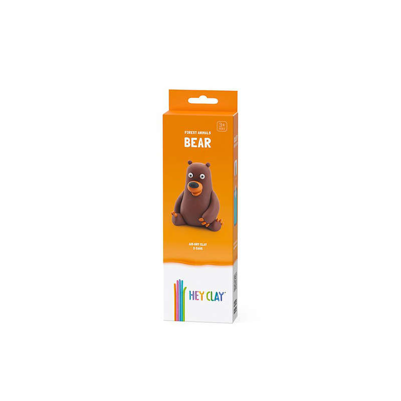 Hey Clay - Modelling Air-Dry Clay with Fun Interactive App - Bear, series Forest Animals, 3 cans