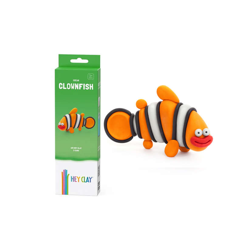 Hey Clay - Modelling Air-Dry Clay with Fun Interactive App - Clownfish, series Ocean, 3 cans