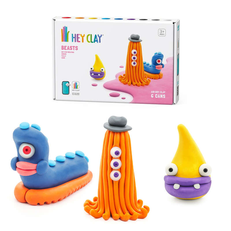 Hey Clay - Modelling Air-Dry Clay with Fun Interactive App - Worm, Ginger, Yollo, Series Beasts, ...