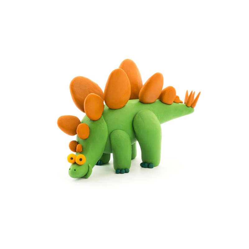 Hey Clay - Modelling Air-Dry Clay with Fun Interactive App - Stegosaurus, series Dinos, 3 cans