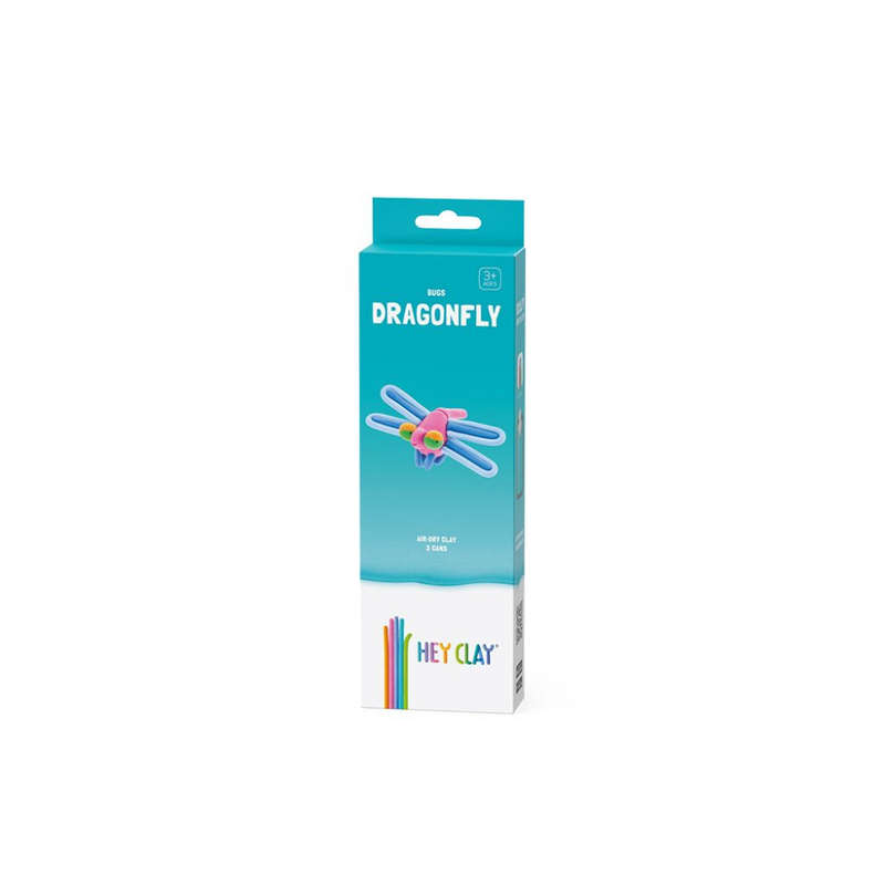 Hey Clay - Modelling Air-Dry Clay with Fun Interactive App - Dragonfly, series Bugs, 3 cans