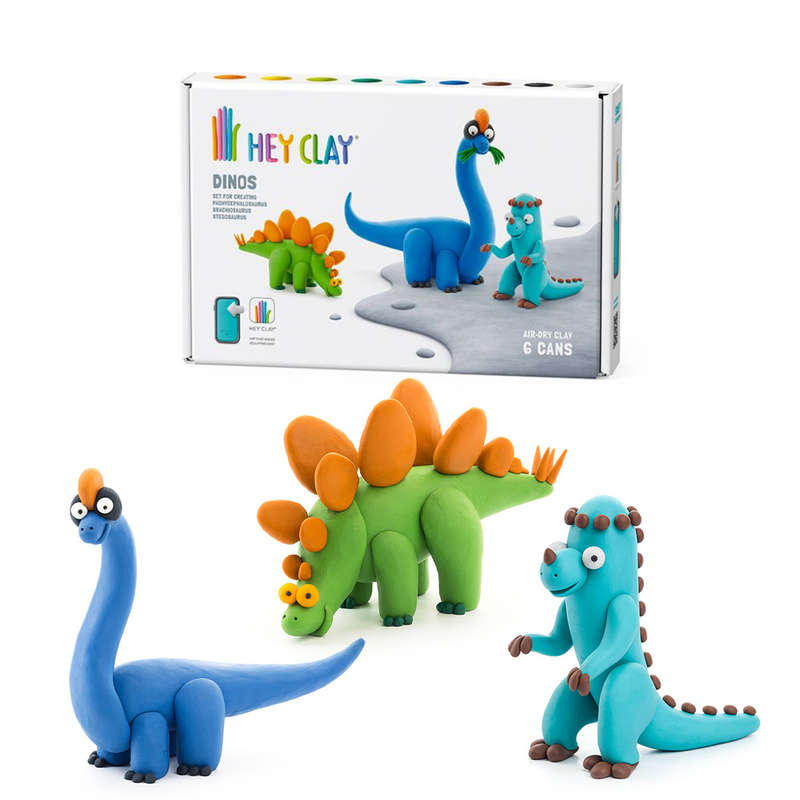Hey Clay - Modelling Air-Dry Clay with Fun Interactive App - Stegosaurus, Pachycephalosaurus, Bra...