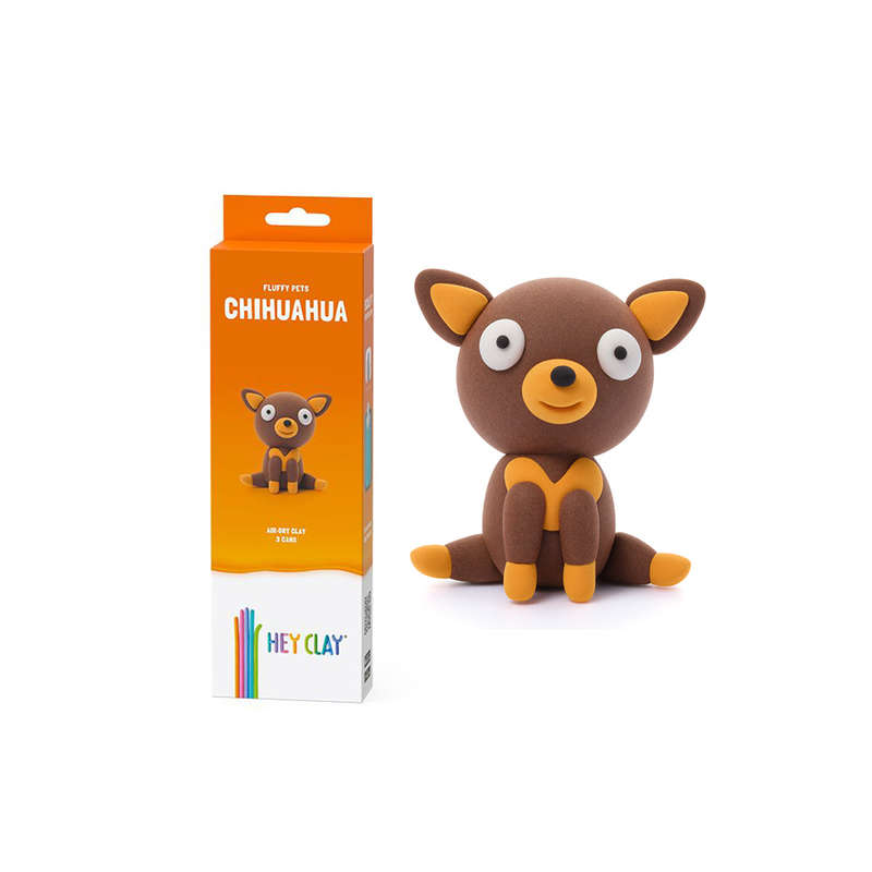 Hey Clay - Modelling Air-Dry Clay with Fun Interactive App - Chihuahua, series Fluffy Pets, 3 cans