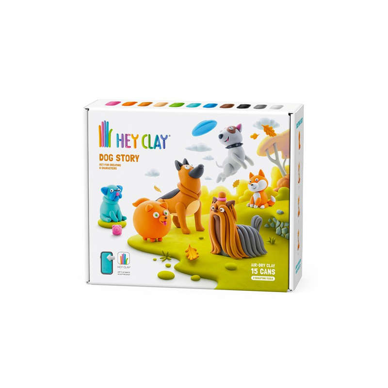 Hey Clay - Modelling Air-Dry Clay with Fun Interactive App - Dog Story, 15 cans