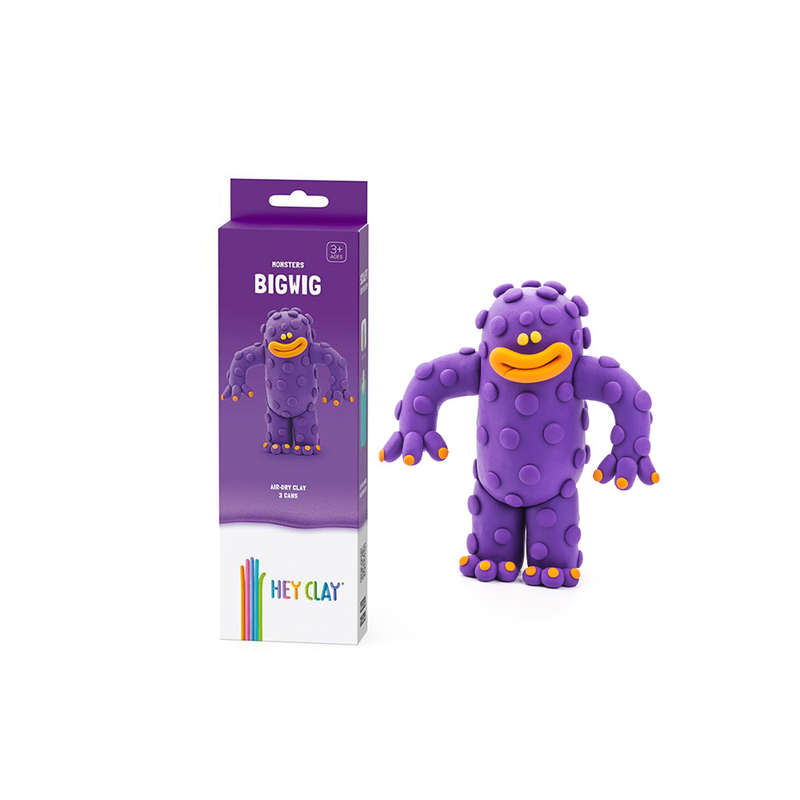 Hey Clay - Modelling Air-Dry Clay with Fun Interactive App - Bigwig, series Monsters, 3 cans