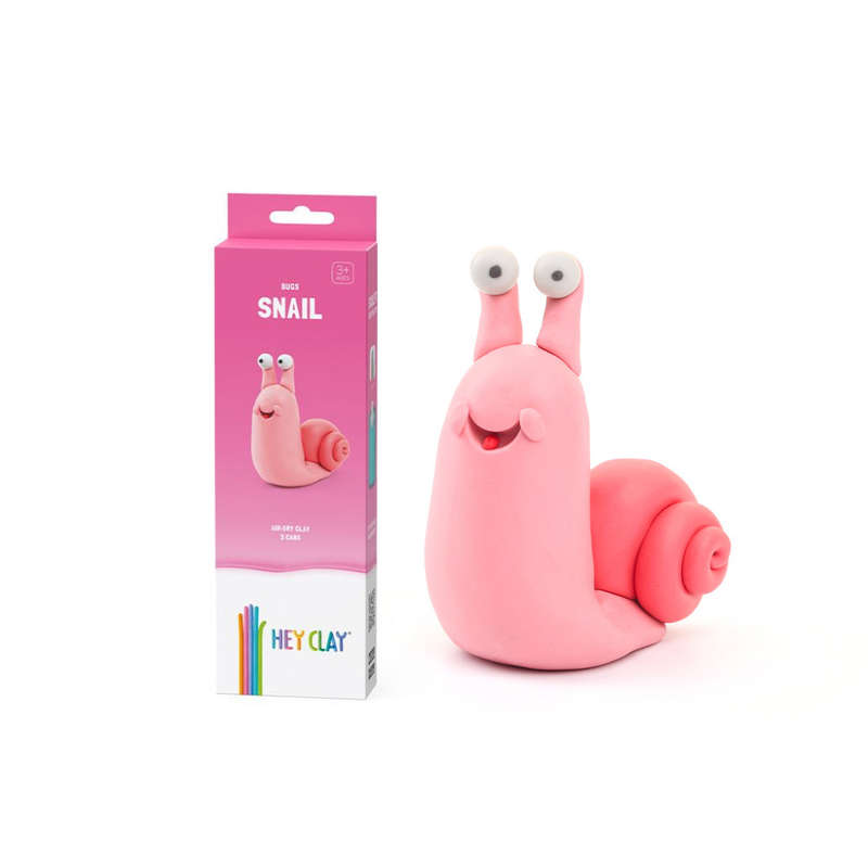 Hey Clay - Modelling Air-Dry Clay with Fun Interactive App - Snail, series Bugs, 3 cans