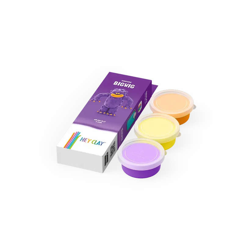 Hey Clay - Modelling Air-Dry Clay with Fun Interactive App - Bigwig, series Monsters, 3 cans