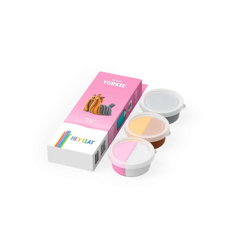 Hey Clay - Modelling Air-Dry Clay with Fun Interactive App - Yorkie, Series Dog Story, 3 cans