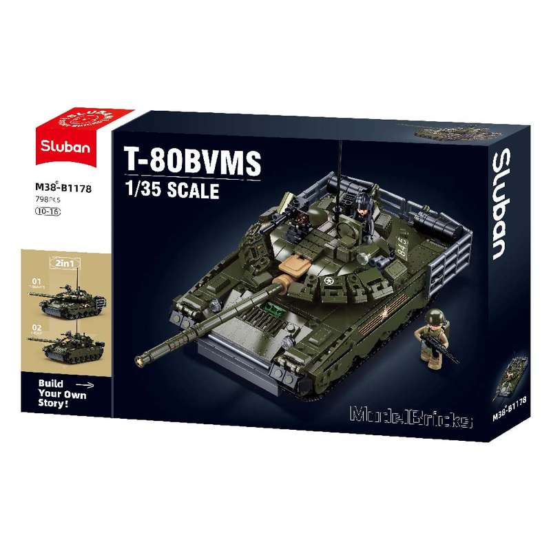 Sluban - Model Bricks - 1/35 T-80BVMs Main Battle Tank - 798pcs