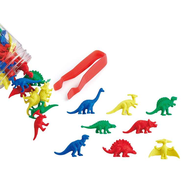 EDX Education - Counters - Dinosaur - 4 Colours with Tweezer - 32pcs - Jar