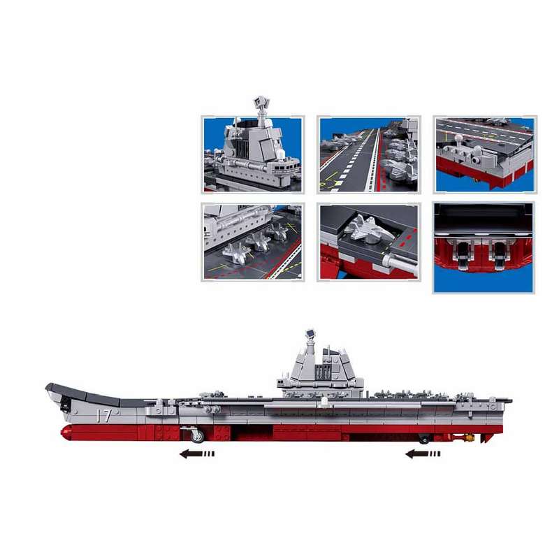 Sluban - Model Bricks - Aircraft Carrier Shandong 1/700 Scale - 584 Pieces