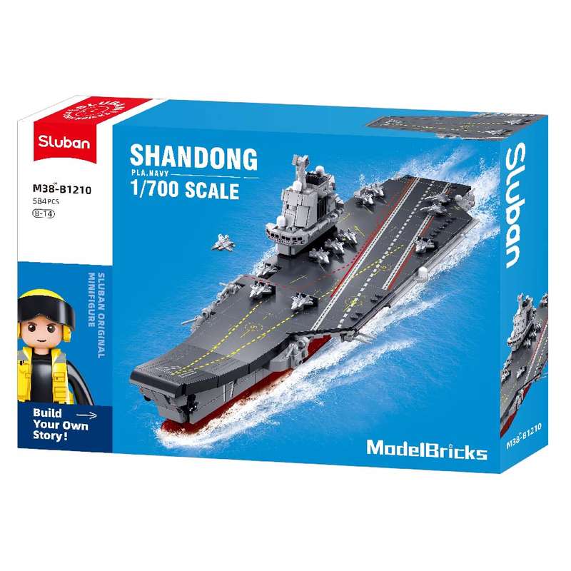 Sluban - Model Bricks - Aircraft Carrier Shandong 1/700 Scale - 584 Pieces