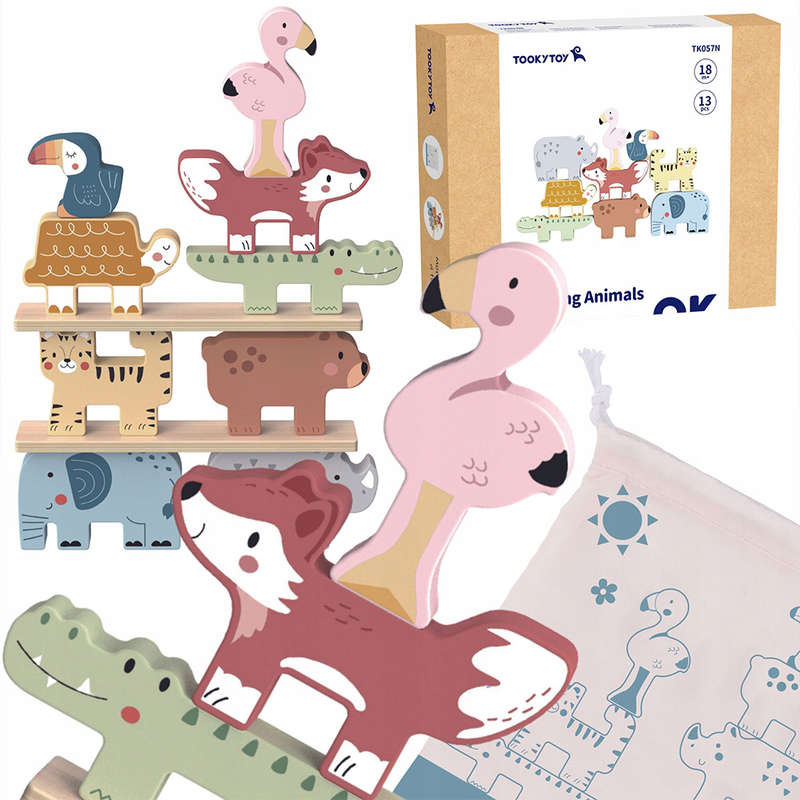 TooyToy - Wooden Stacking Animals Activity Set