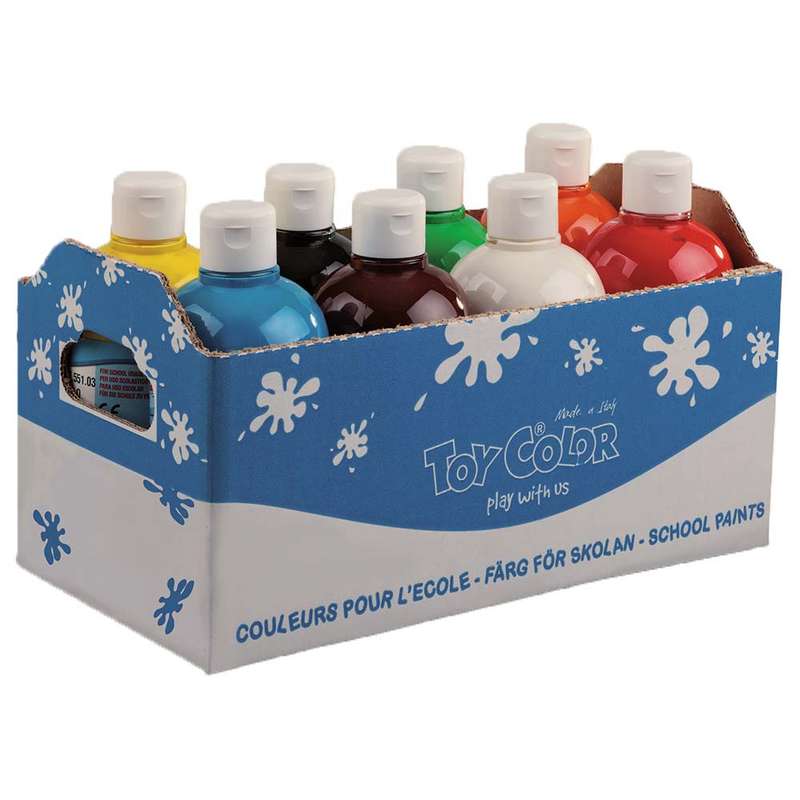Toy Color - Ready Mix Paint - 8 Colours Bulk Pack - Superwashable Tempera - 500ml