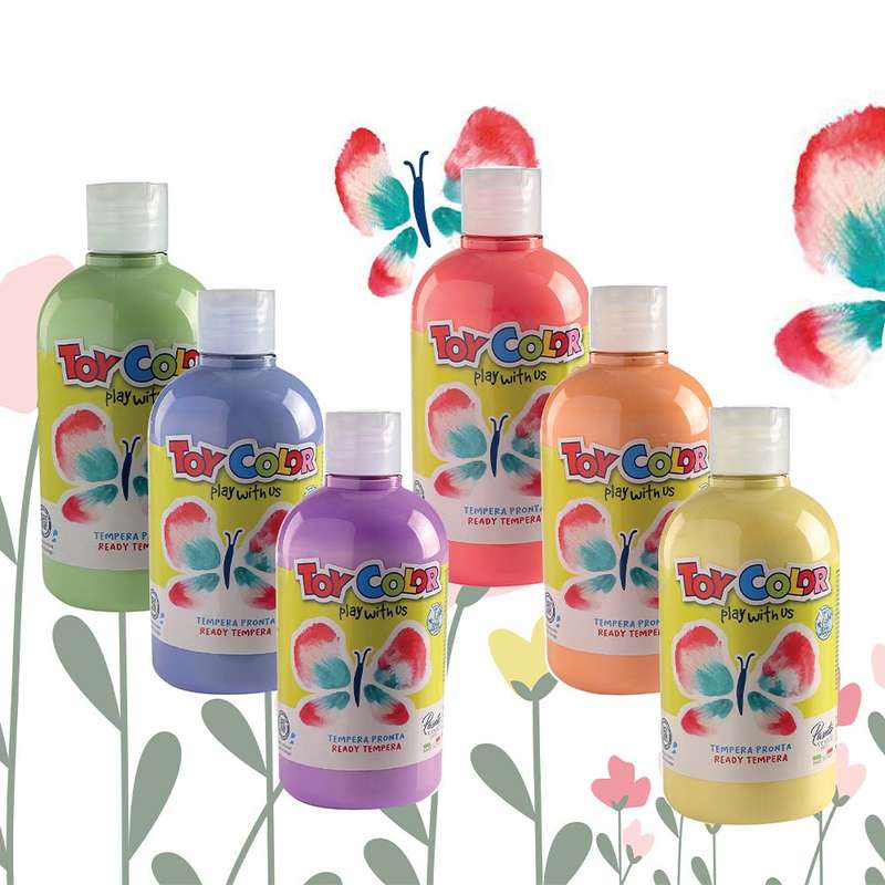 Toy Color - Colourbox 6 Bottles Pastel Shades Superwashable Ready Tempera - 500ml