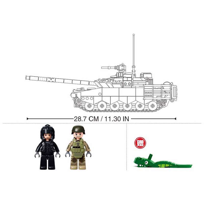 Sluban - Model Bricks - 1/35 T-80BVMs Main Battle Tank - 798pcs