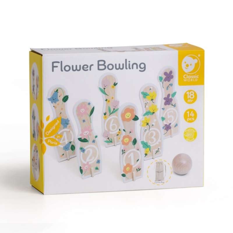 Classic World - Flower Bowling - Wooden Game - 14pcs