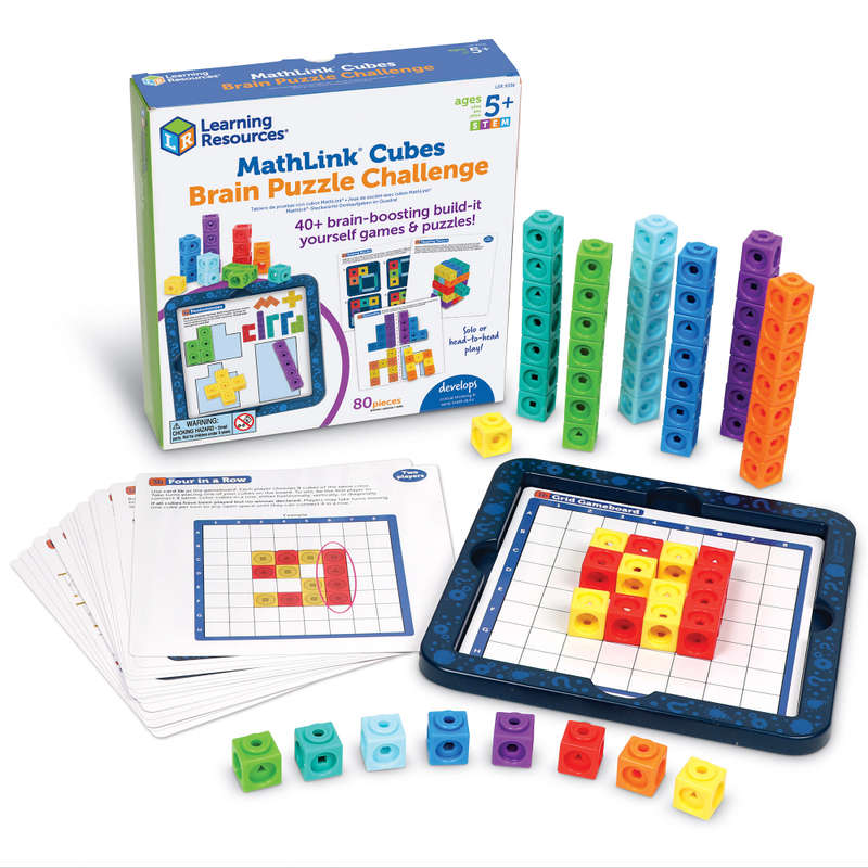 Learning Resources - Mathlink® Cubes Brain Puzzle Challenge - 80 Pieces
