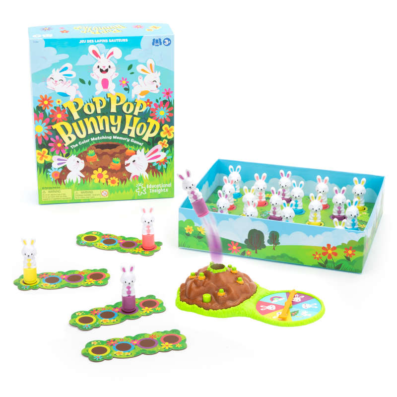 Educational Insights - Pop Pop Bunny Hop - Colour Matching Memory Game