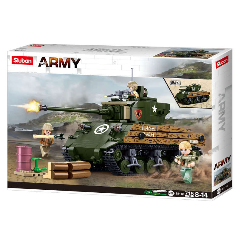 Sluban - WWII - M4A3(76W) Medium Tank - 715pcs