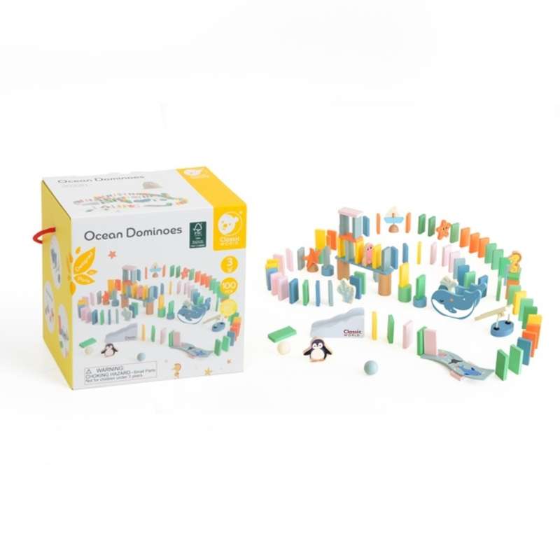 Classic World - Ocean Dominoes - Wooden Activity Set - 100 Pieces