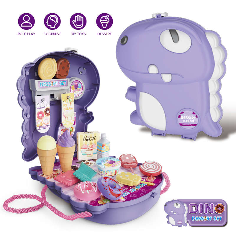 Cogo - Pretend & Play 2-in-1 Dessert Food Set with Dinosaur Satchel - 21 Pieces