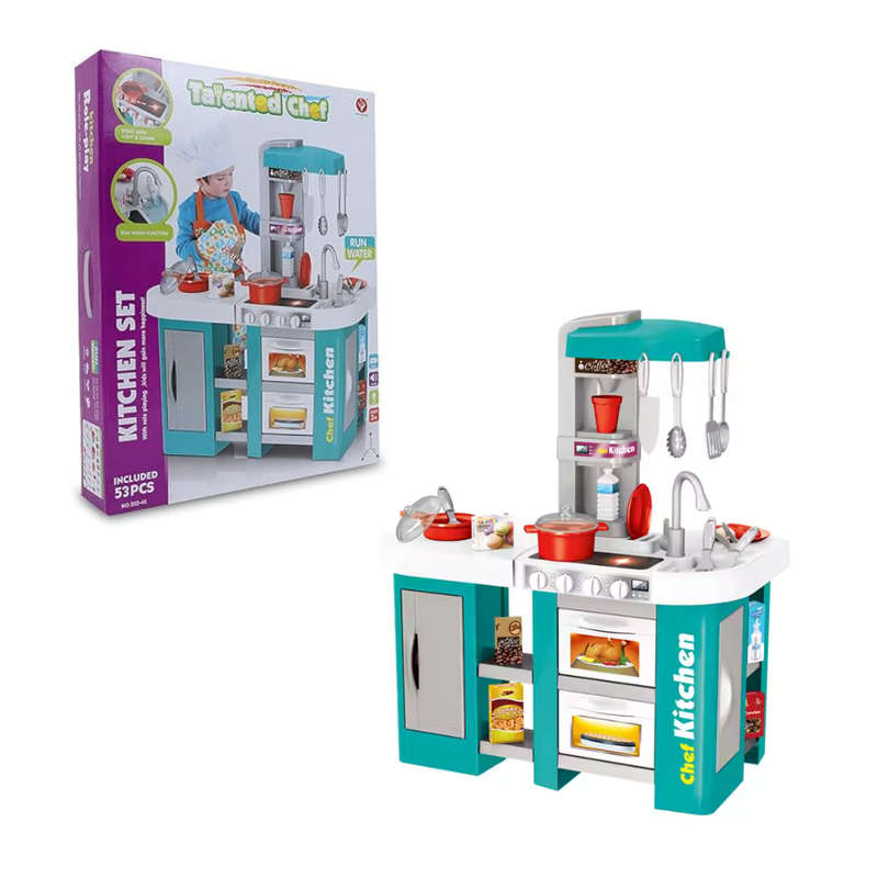 Cogo - Pretend & Play Kitchen Set with Light & Sound Effects - Blue - 53 Pieces