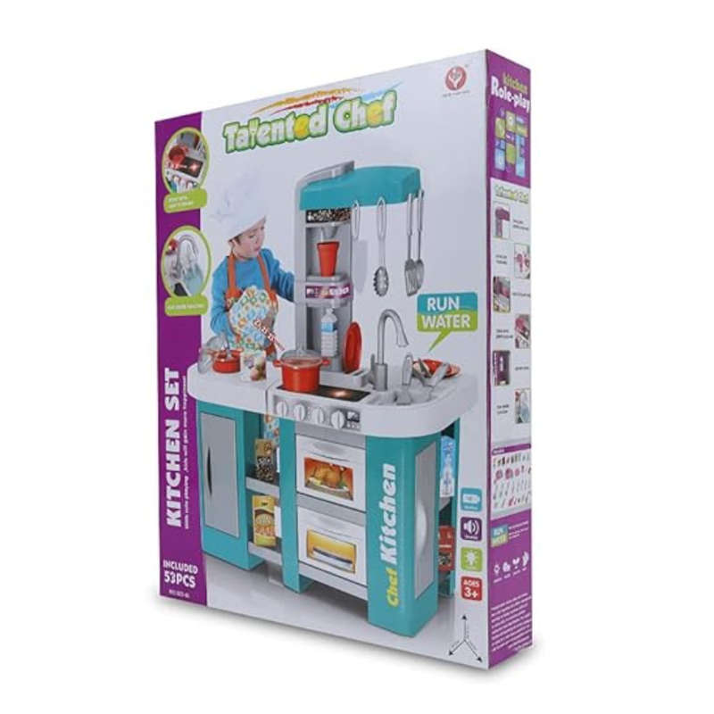 Cogo - Pretend & Play Kitchen Set with Light & Sound Effects - Blue - 53 Pieces