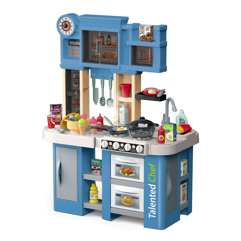 Cogo - Pretend & Play Kitchen Set with Light & Sound Effects - Blue - 79 Pieces