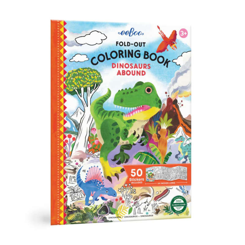 eeBoo - Fold-Out Colouring Book - Dinosaurs Abound