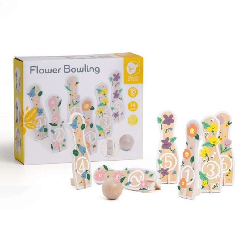 Classic World - Flower Bowling - Wooden Game - 14pcs