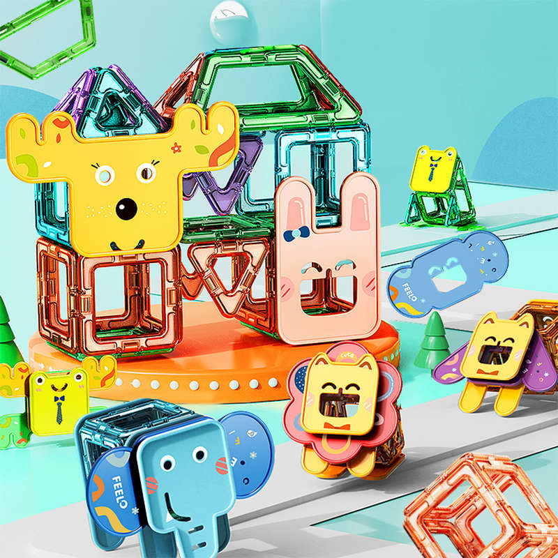 Feelo - Magnetic Tiles Activity Set - Animals - 50 Pieces
