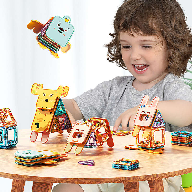 Feelo - Magnetic Tiles Activity Set - Animals - 50 Pieces
