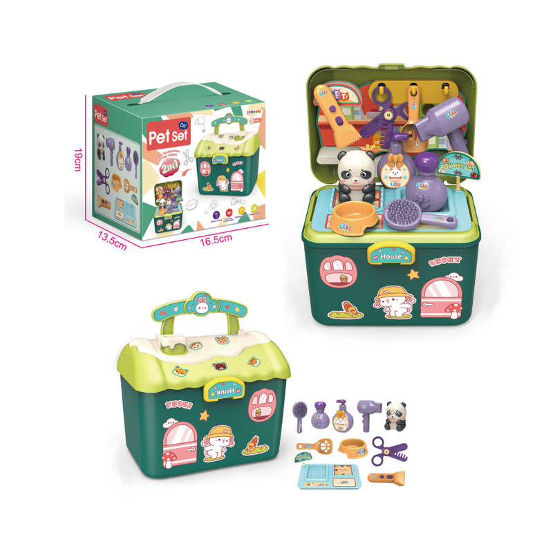 Cogo - Pretend Play Pet Set - 2-in-1 Pet Care Kit with 10 Accessories