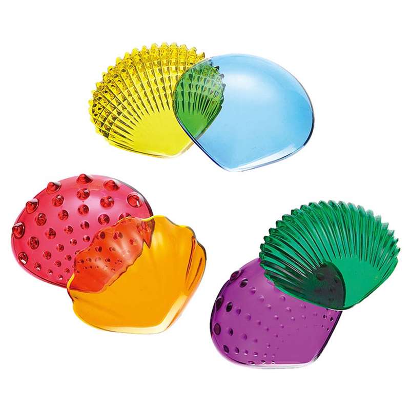 EDX Education - Tactile Shells - Transparent - 6 Tactile Surfaces & Colours - Large - Activity Gu...
