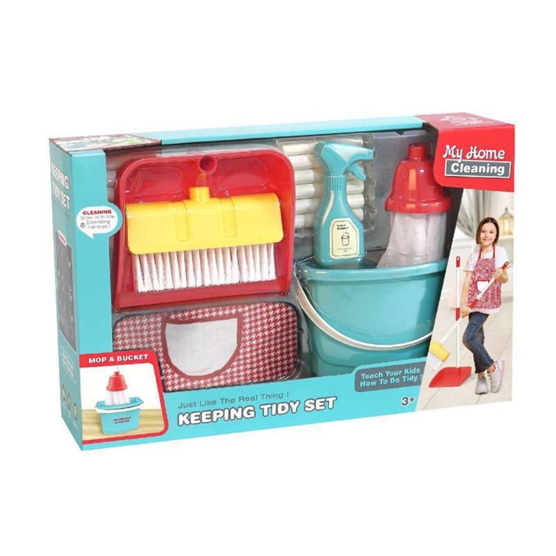 Cogo - Pretend & Play Keeping Tidy Set with Cleaning Tools, Apron & Bucket