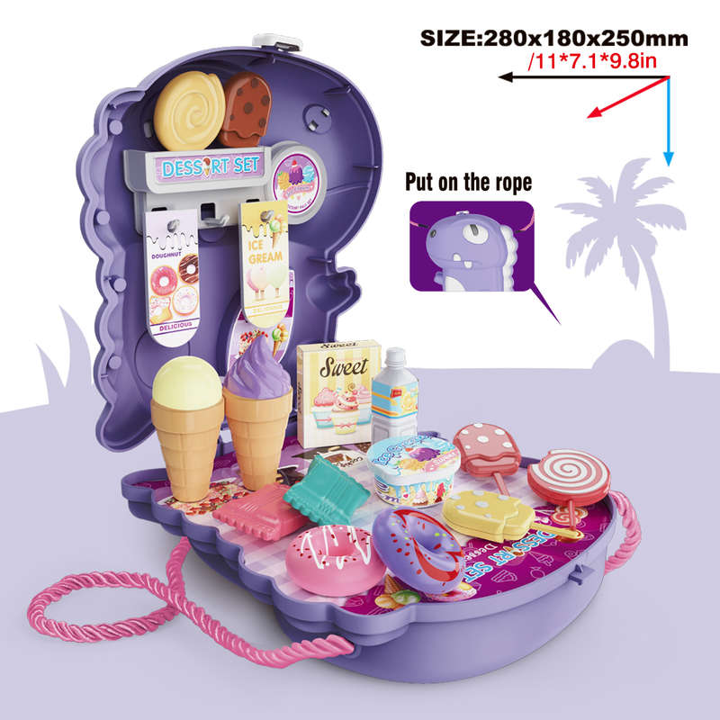 Cogo - Pretend & Play 2-in-1 Dessert Food Set with Dinosaur Satchel - 21 Pieces
